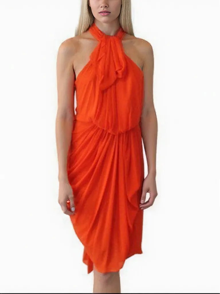 Carla Zampatti Siren Teardrop Gown Orange Small