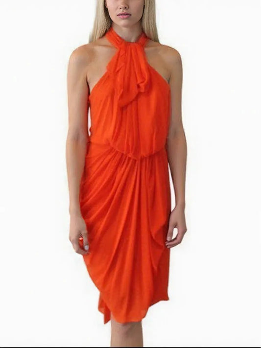 Carla Zampatti Siren Teardrop Gown Orange Small